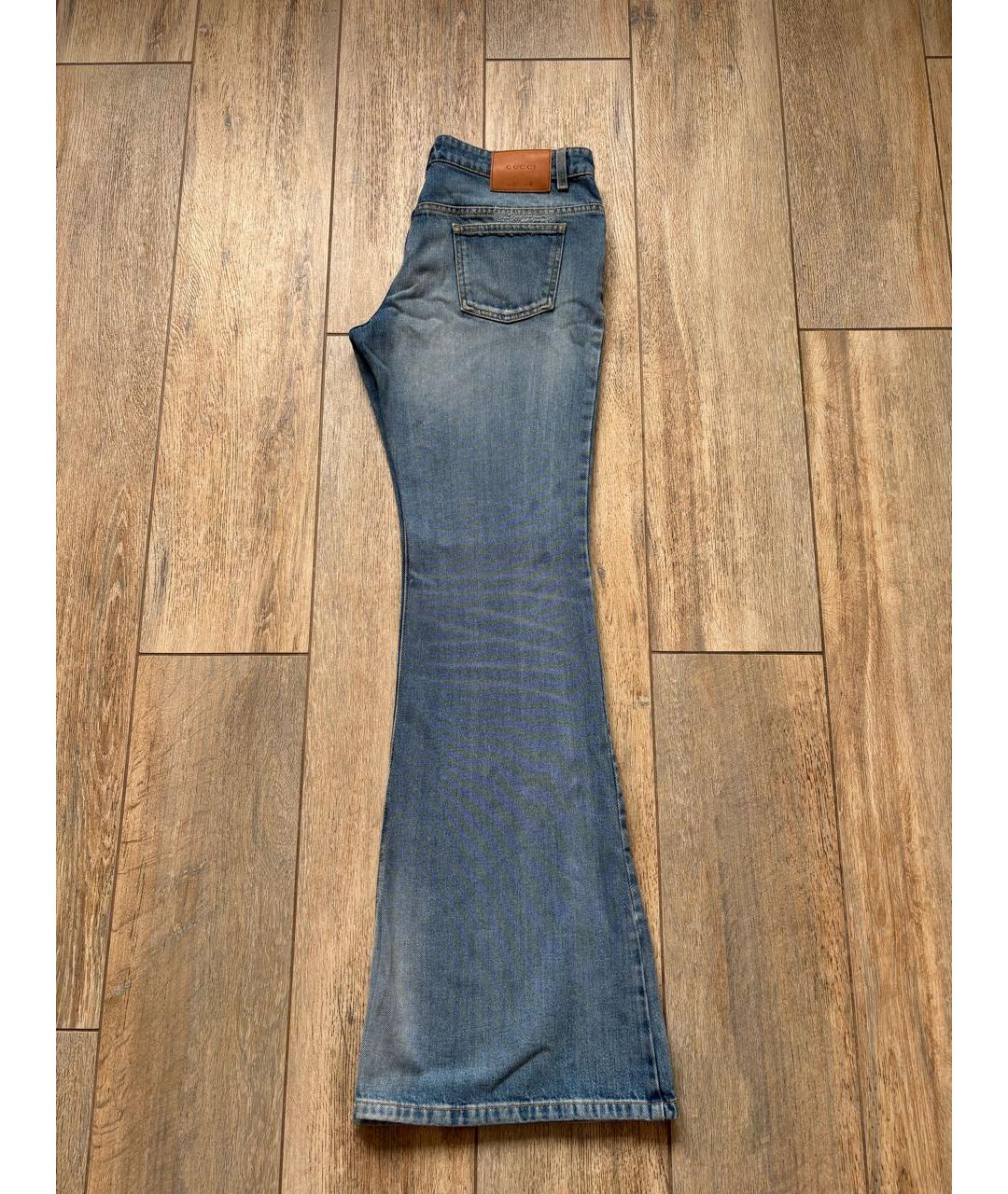 GUCCI Голубые хлопковые джинсы клеш, фото 2