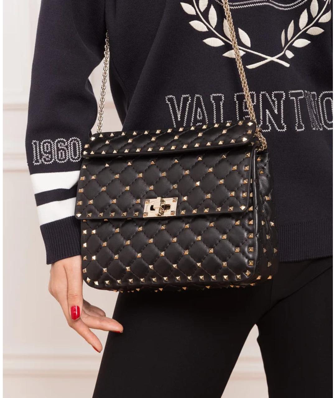 VALENTINO Черная кожаная сумка через плечо, фото 2