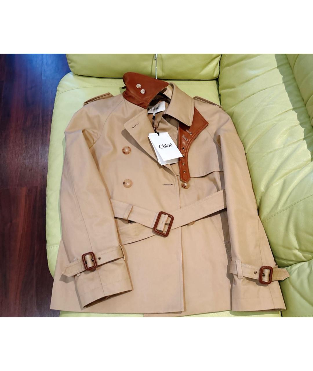 CHLOE Бежевый хлопковый тренч/плащ, фото 3