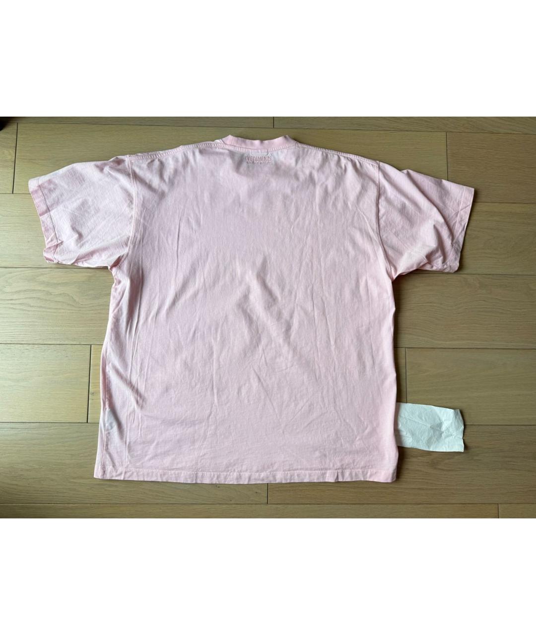 VETEMENTS Розовая хлопковая футболка, фото 2