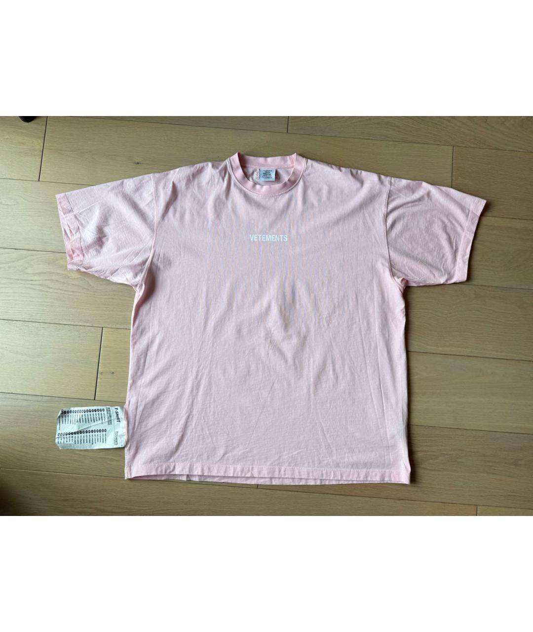 VETEMENTS Розовая хлопковая футболка, фото 9