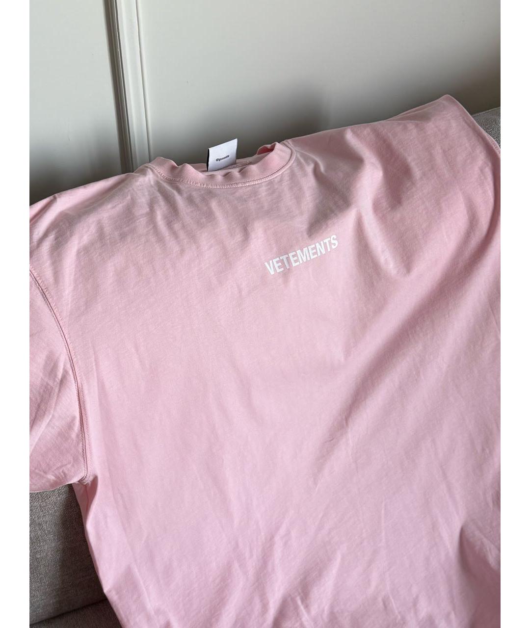 VETEMENTS Розовая хлопковая футболка, фото 8
