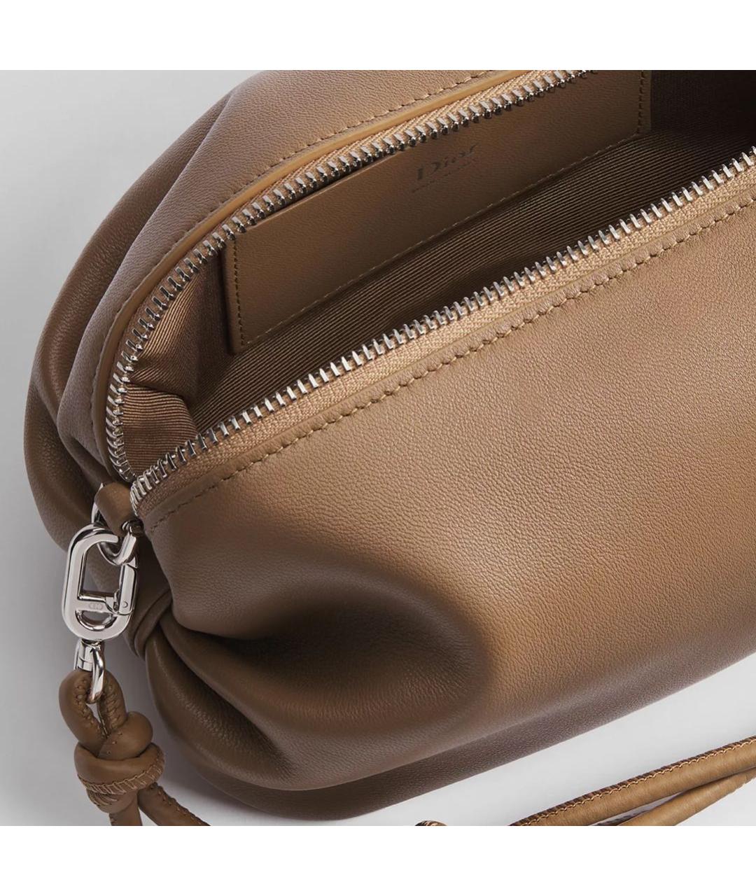 CHRISTIAN DIOR Коричневая кожаная сумка с короткими ручками, фото 3