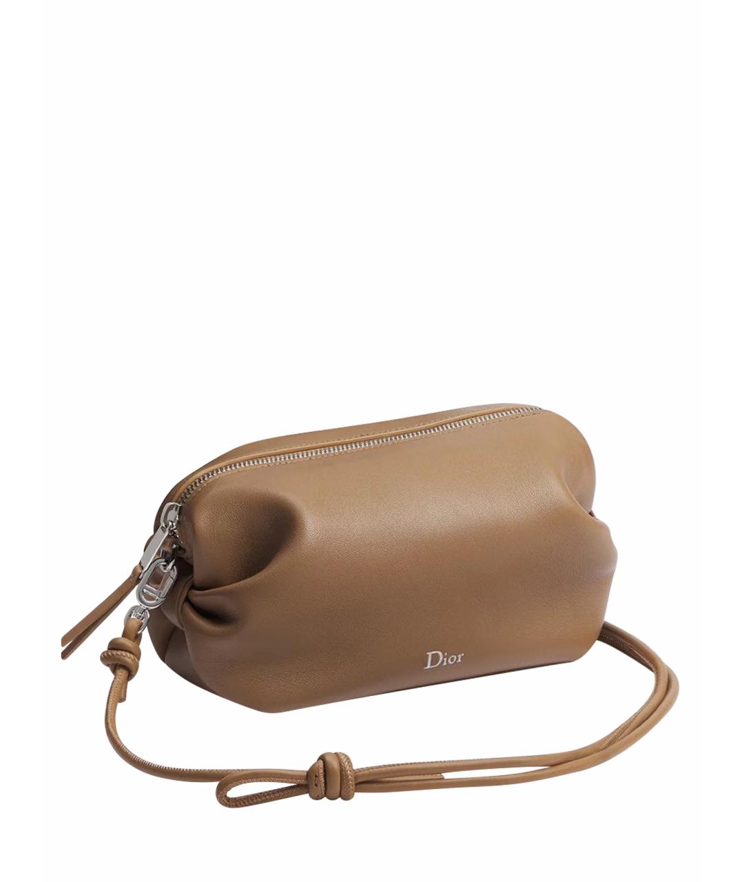 CHRISTIAN DIOR Коричневая кожаная сумка с короткими ручками, фото 1
