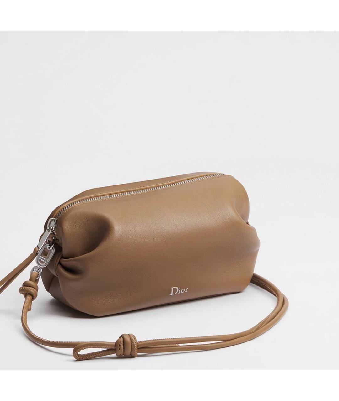 CHRISTIAN DIOR Коричневая кожаная сумка с короткими ручками, фото 5