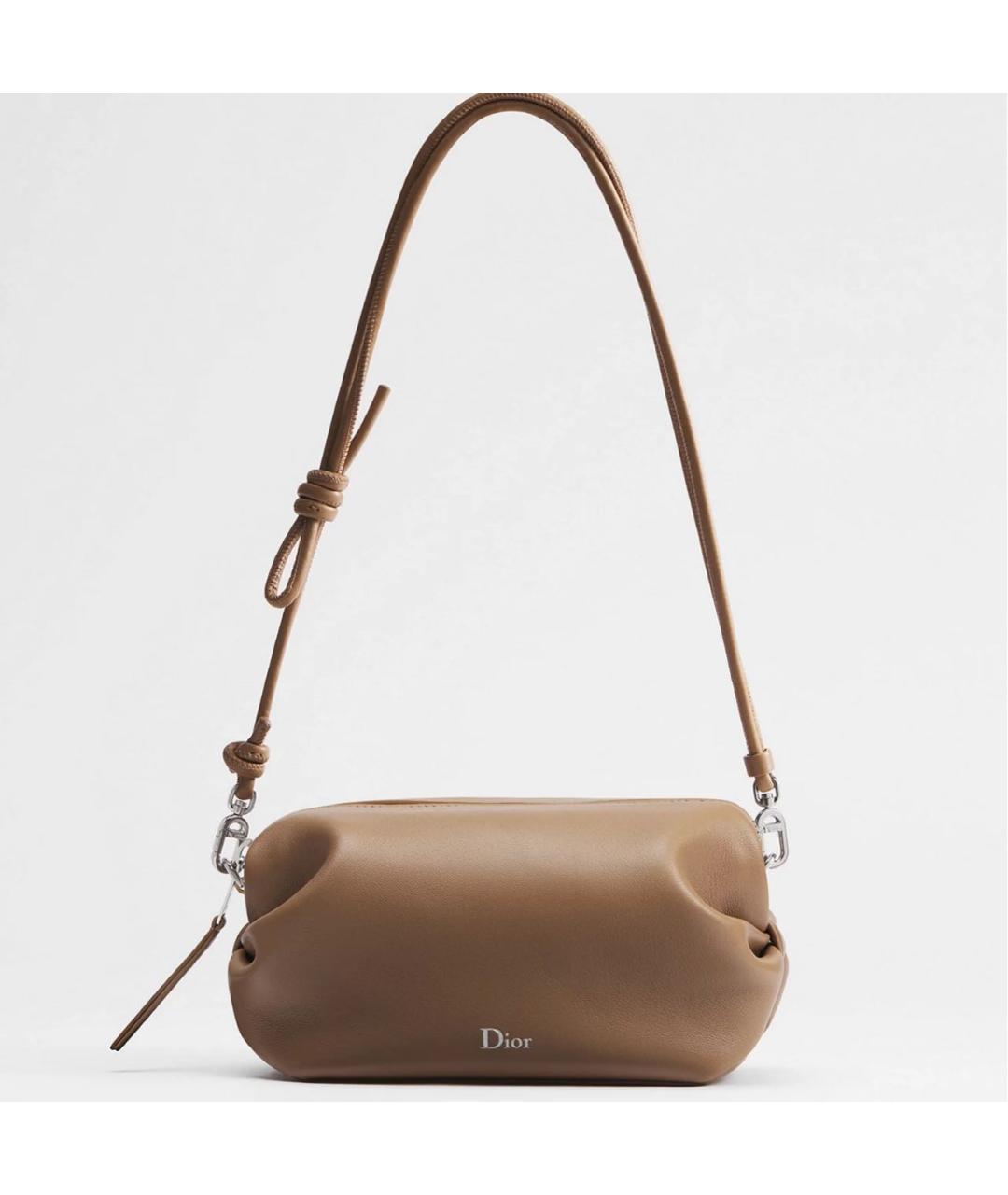 CHRISTIAN DIOR Коричневая кожаная сумка с короткими ручками, фото 4