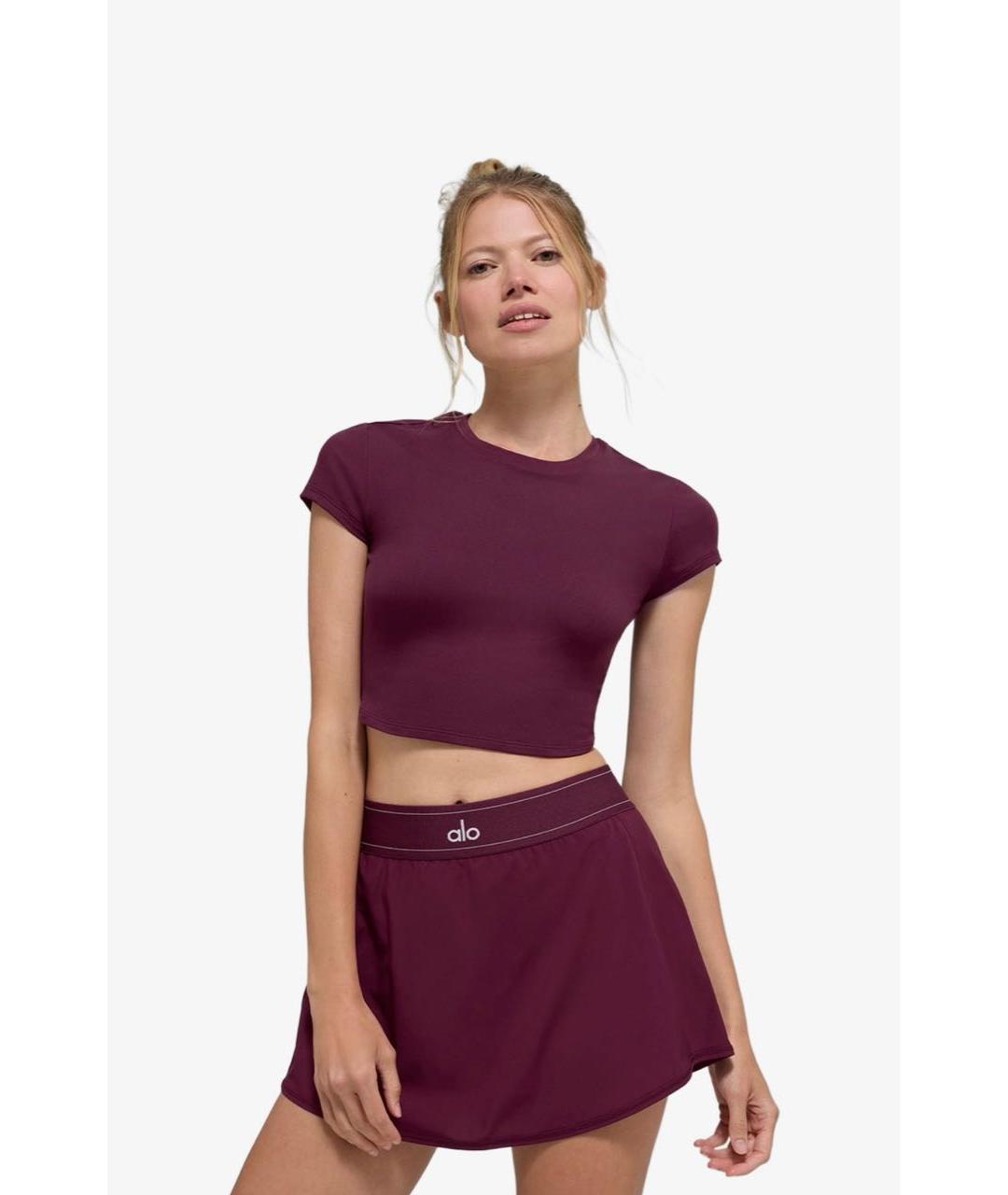 ALO YOGA Бордовая футболка, фото 6
