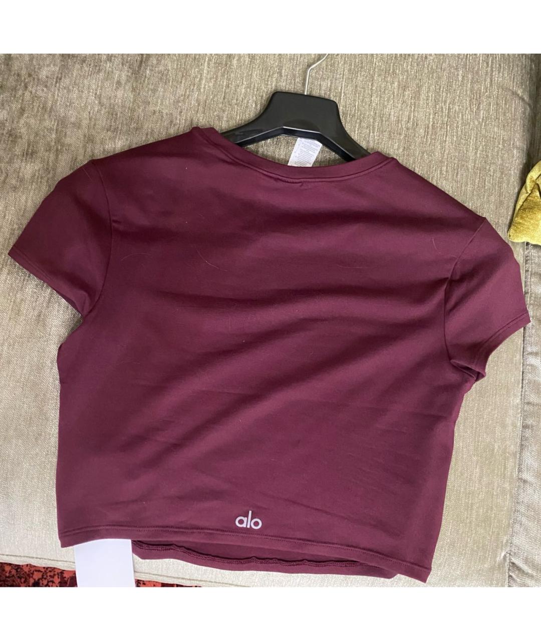 ALO YOGA Бордовая футболка, фото 2