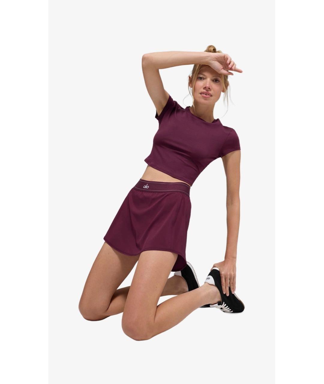 ALO YOGA Бордовая футболка, фото 5