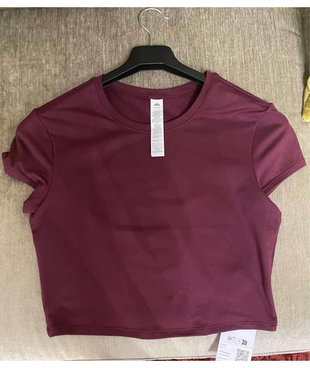 ALO YOGA Бордовая футболка, фото 8