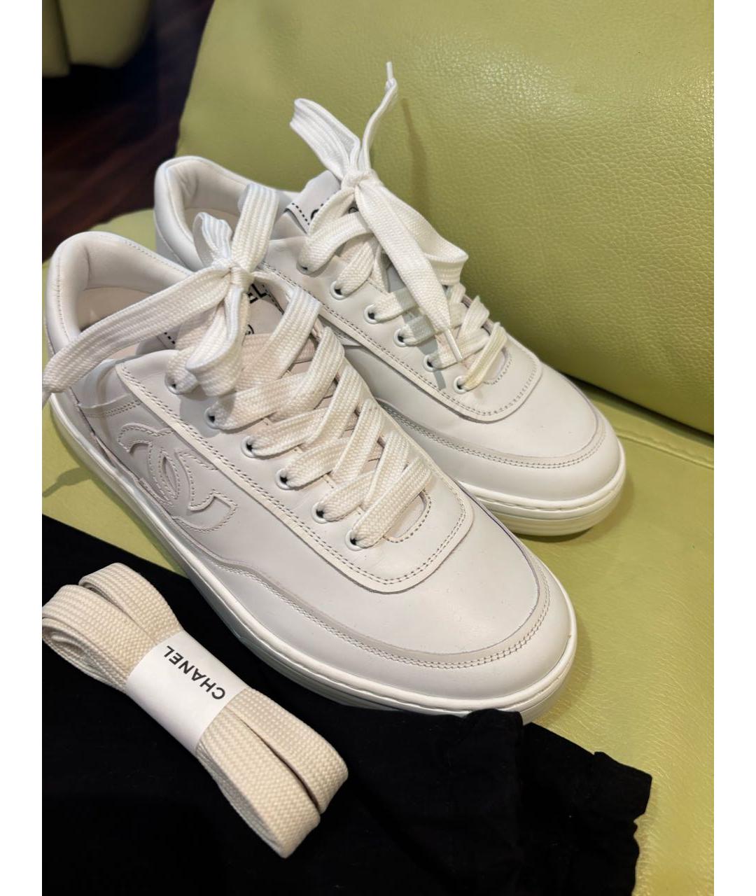 CHANEL Белые кожаные кеды, фото 7