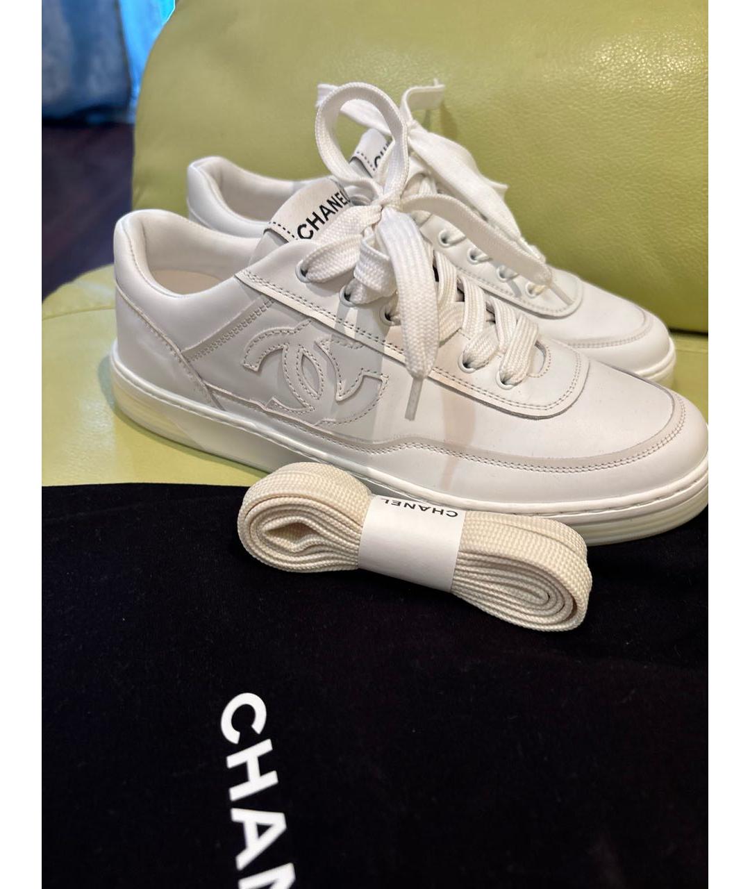 CHANEL Белые кожаные кеды, фото 8
