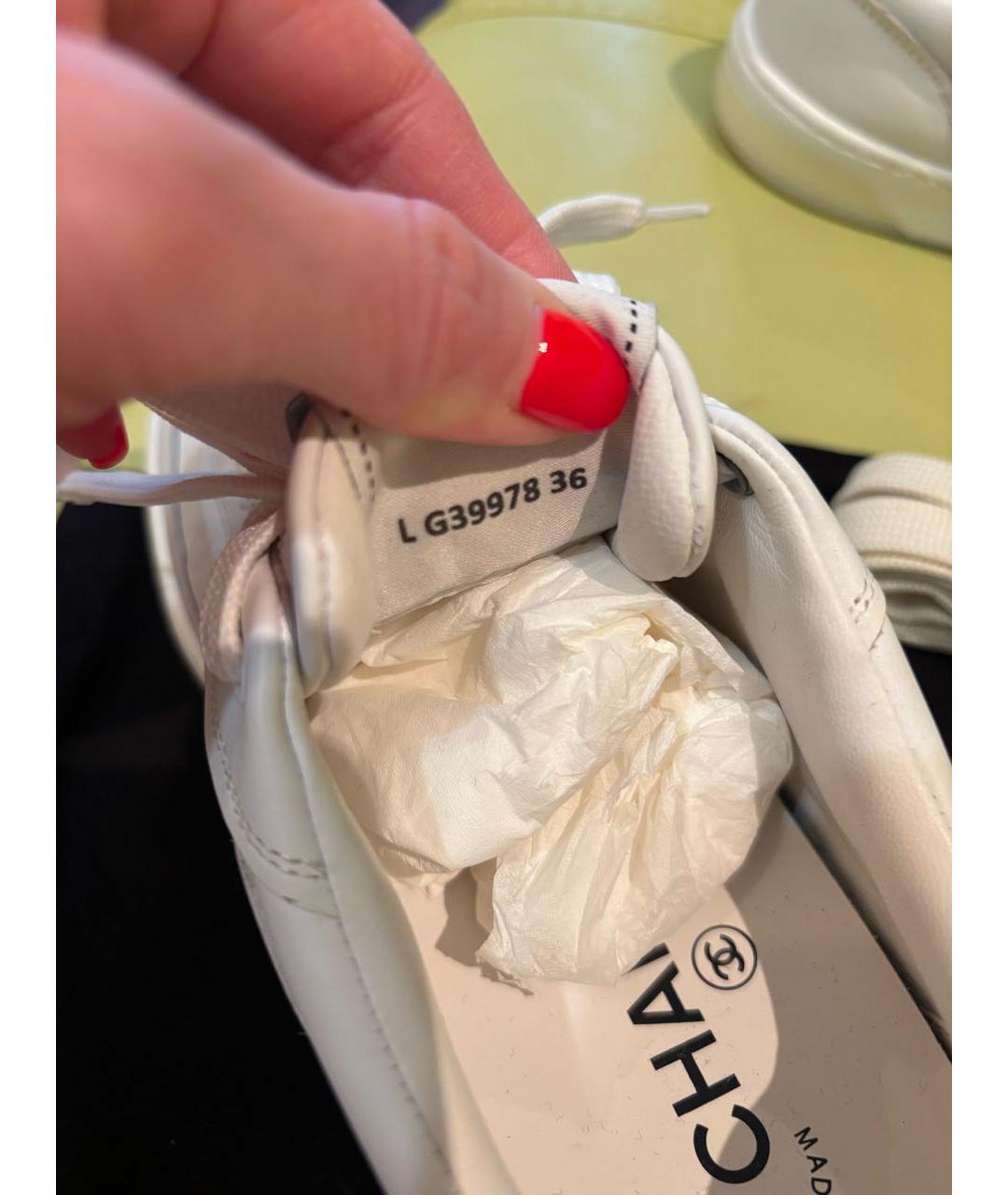 CHANEL Белые кожаные кеды, фото 4