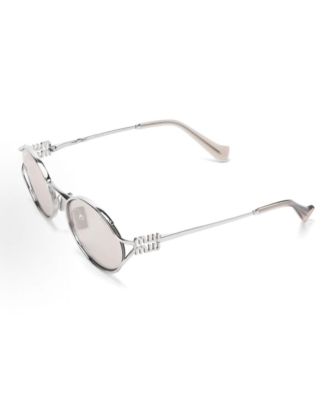 MIU MIU Серебряные металлические солнцезащитные очки, фото 5