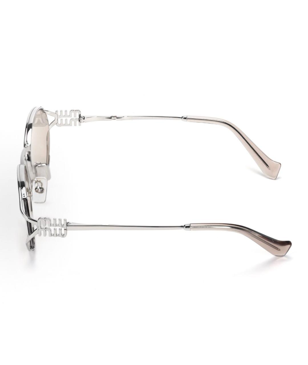 MIU MIU Серебряные металлические солнцезащитные очки, фото 4