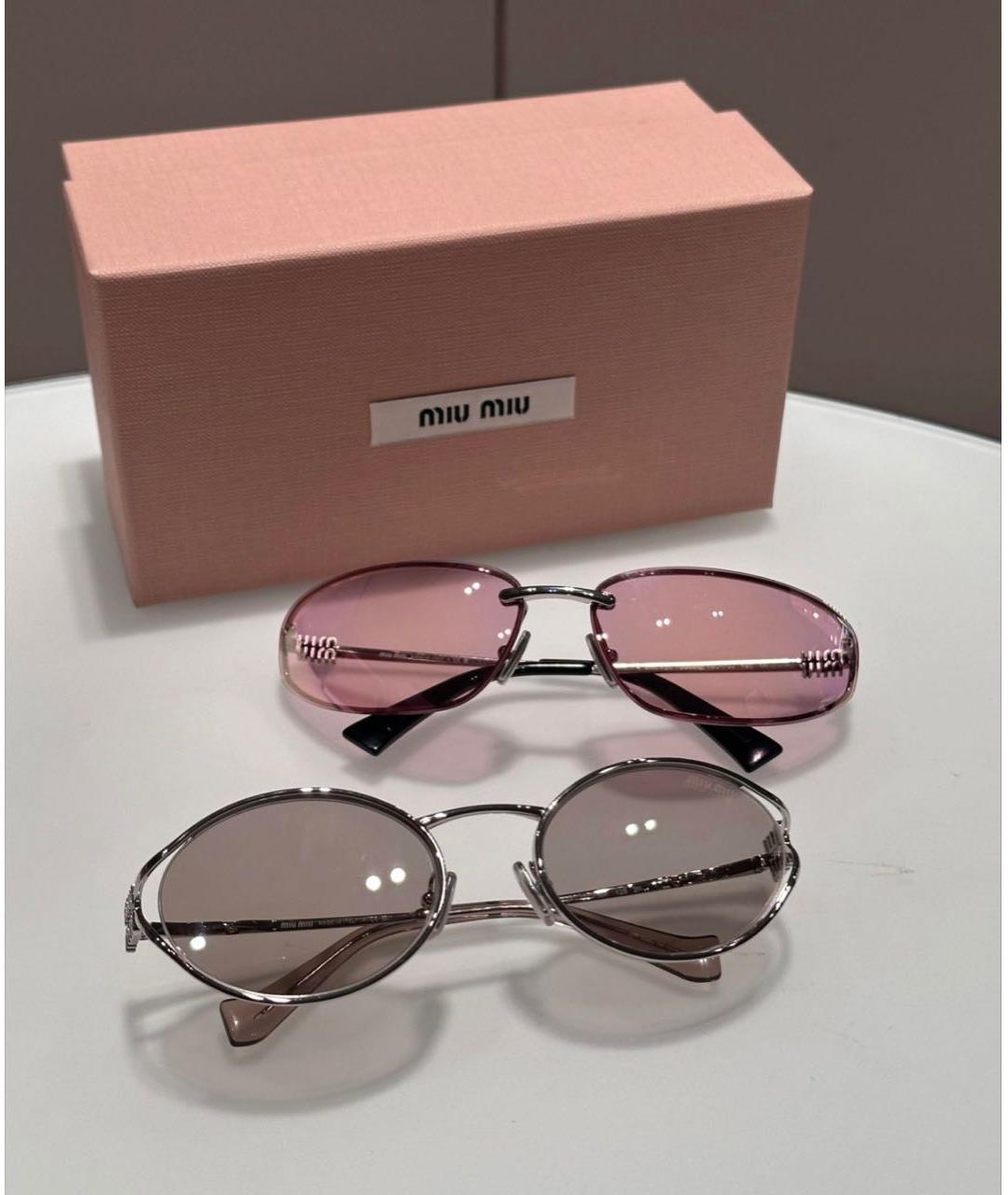 MIU MIU Серебряные металлические солнцезащитные очки, фото 2