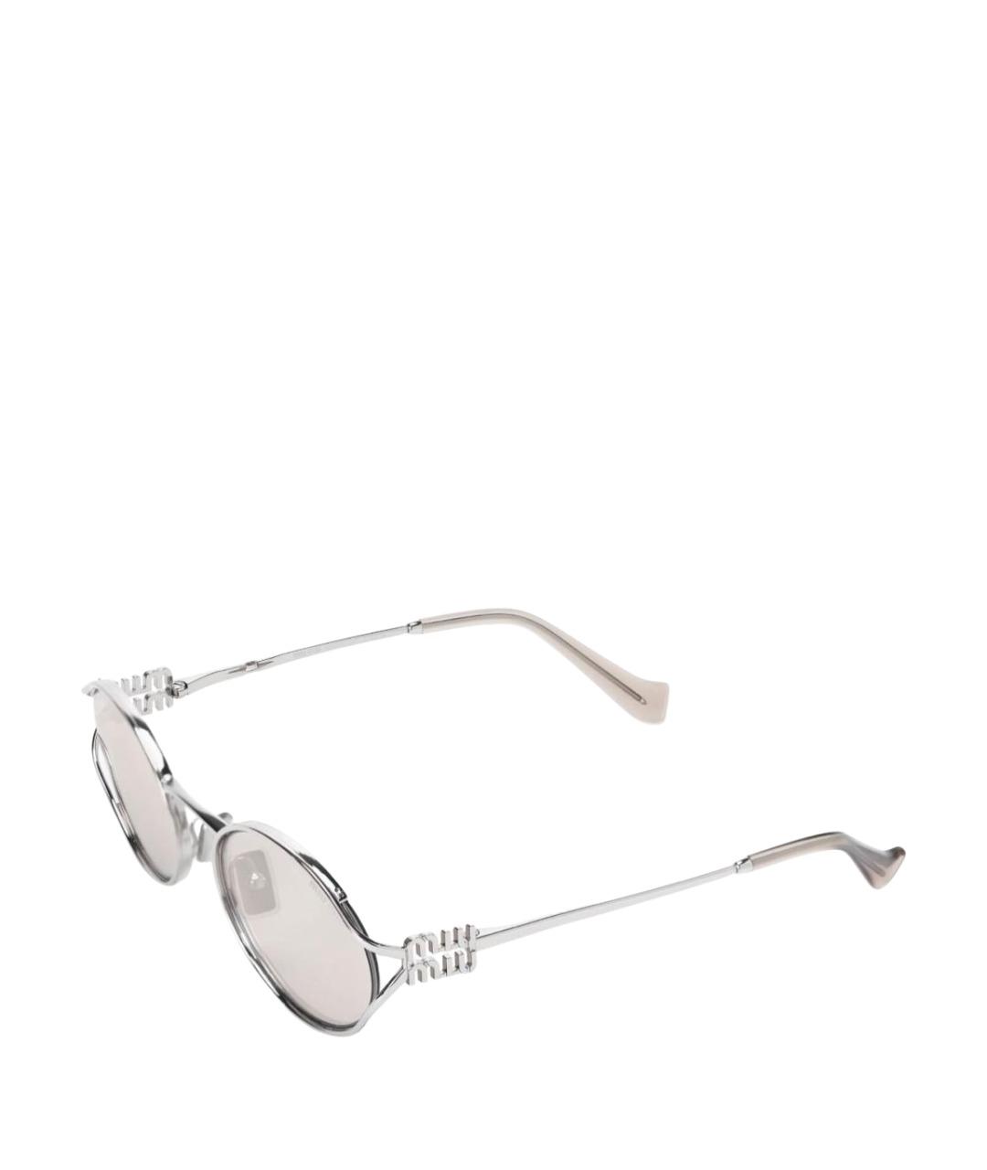 MIU MIU Серебряные металлические солнцезащитные очки, фото 1