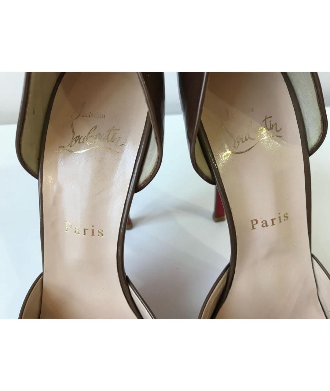 CHRISTIAN LOUBOUTIN Коричневые босоножки из лакированной кожи, фото 3