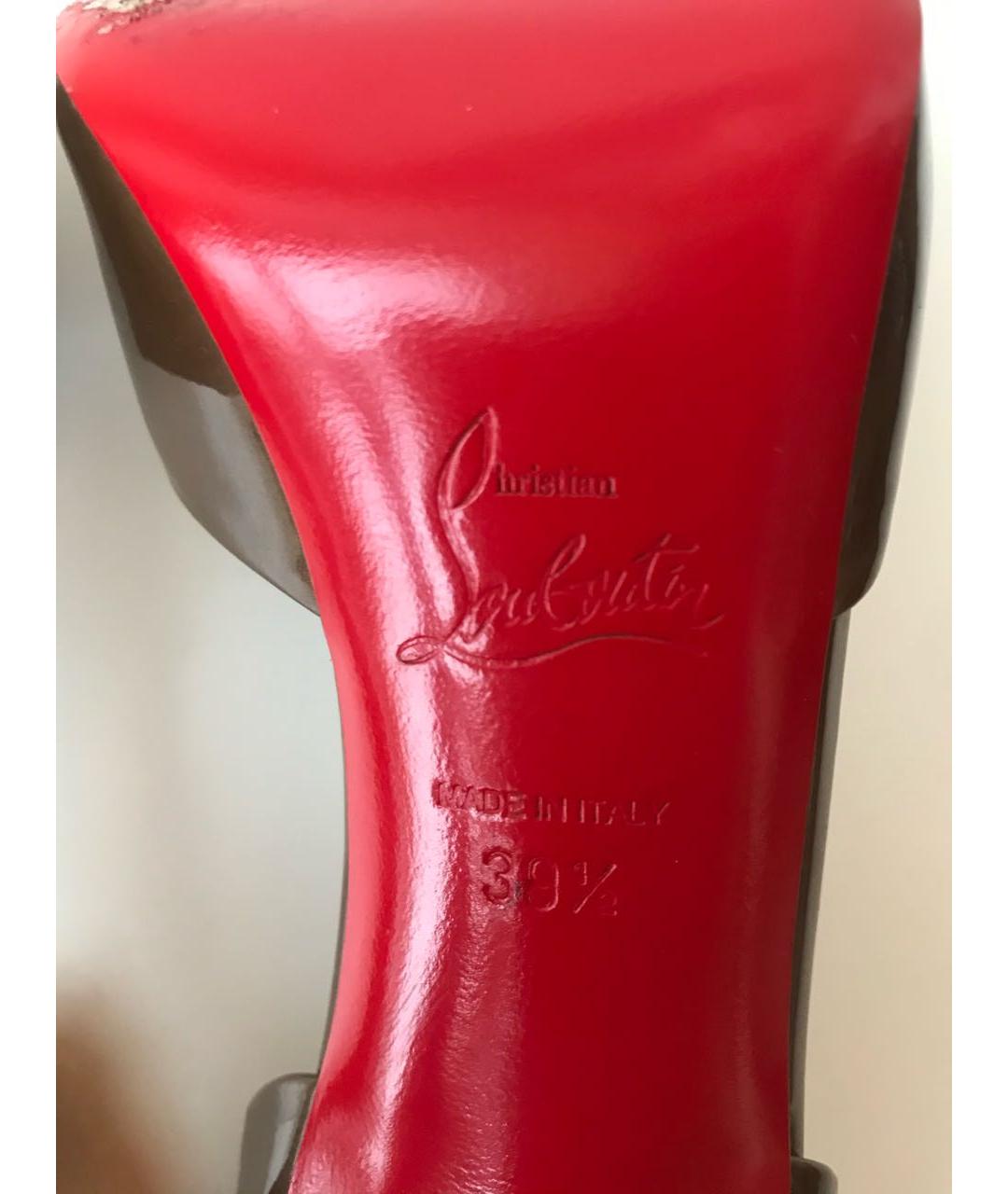 CHRISTIAN LOUBOUTIN Коричневые босоножки из лакированной кожи, фото 7