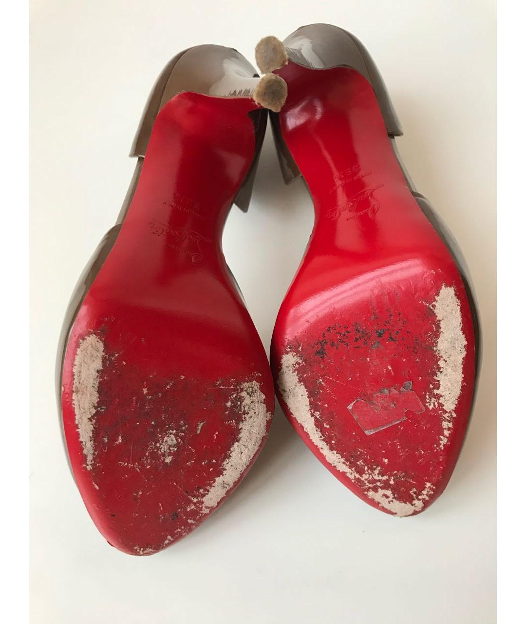 CHRISTIAN LOUBOUTIN Коричневые босоножки из лакированной кожи, фото 8