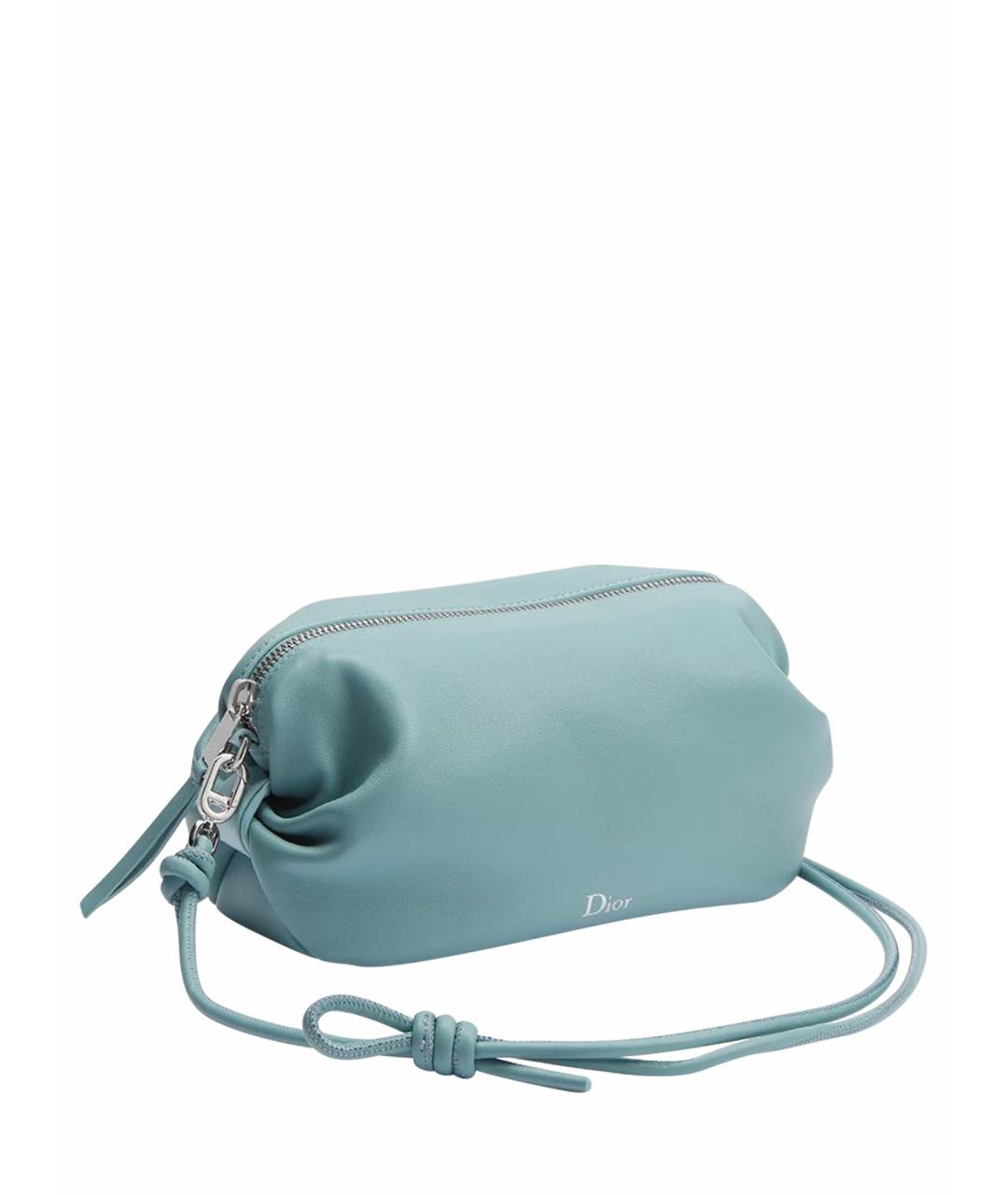 CHRISTIAN DIOR Голубая кожаная сумка с короткими ручками, фото 1