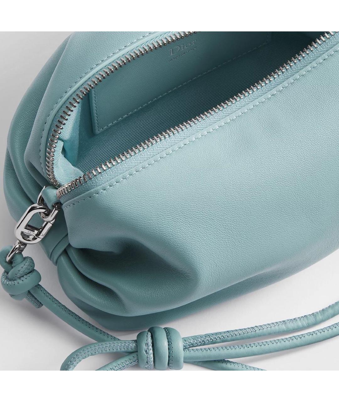 CHRISTIAN DIOR Голубая кожаная сумка с короткими ручками, фото 3
