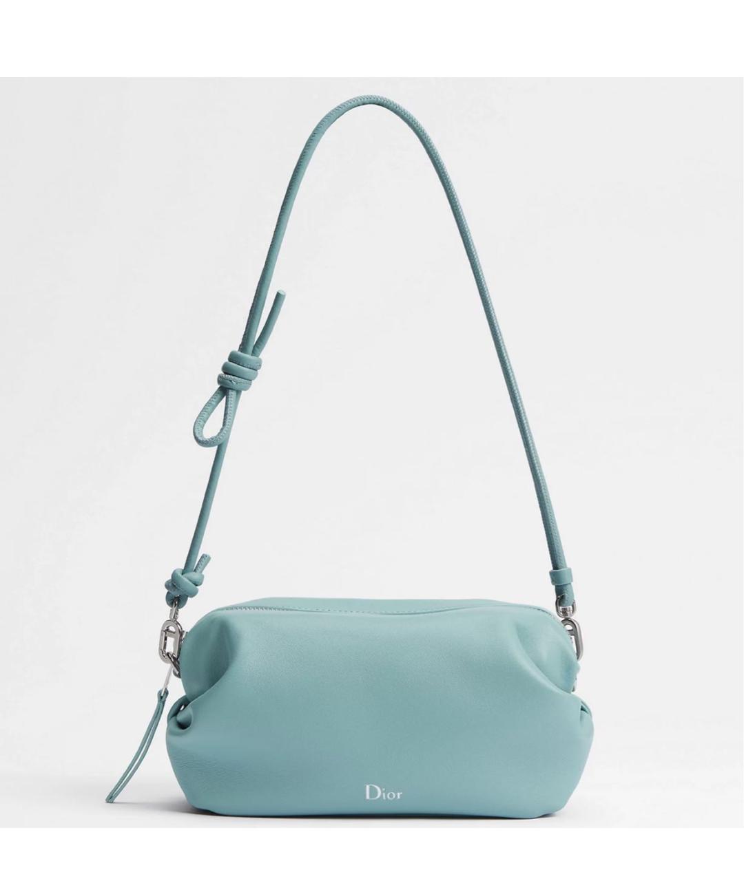CHRISTIAN DIOR Голубая кожаная сумка с короткими ручками, фото 4