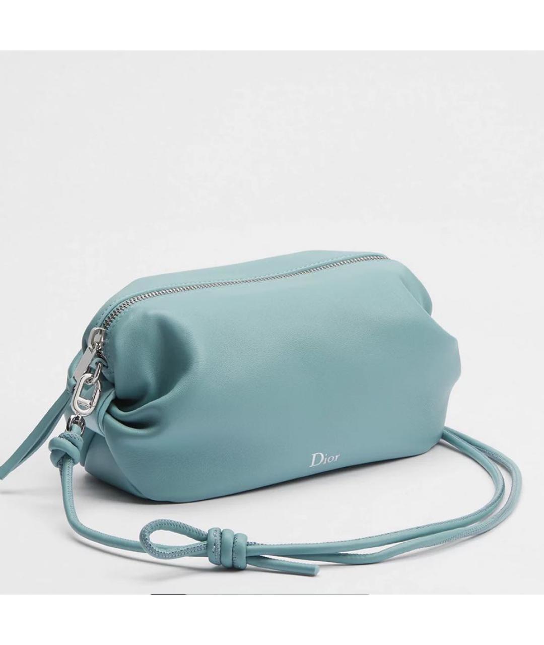 CHRISTIAN DIOR Голубая кожаная сумка с короткими ручками, фото 5
