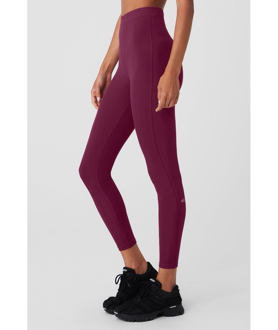 ALO YOGA Бордовые леггинсы и велосипедки, фото 8