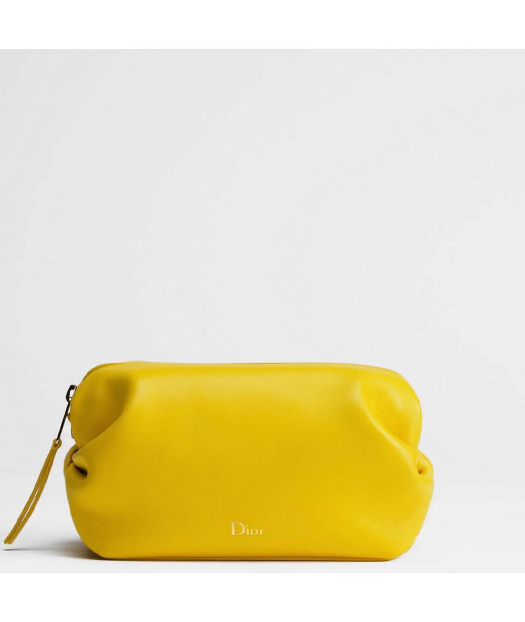 CHRISTIAN DIOR Желтая кожаная сумка с короткими ручками, фото 2