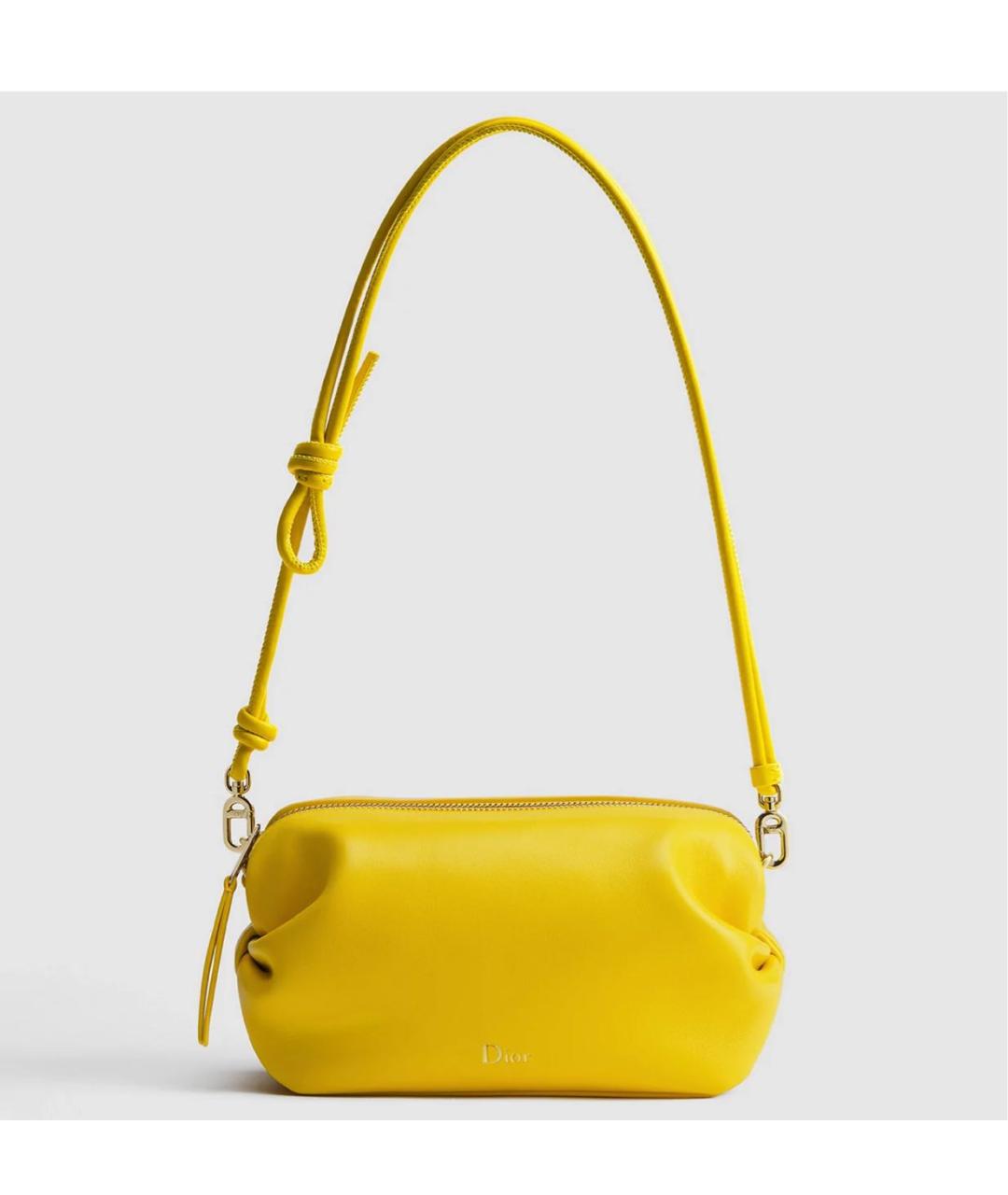 CHRISTIAN DIOR Желтая кожаная сумка с короткими ручками, фото 4