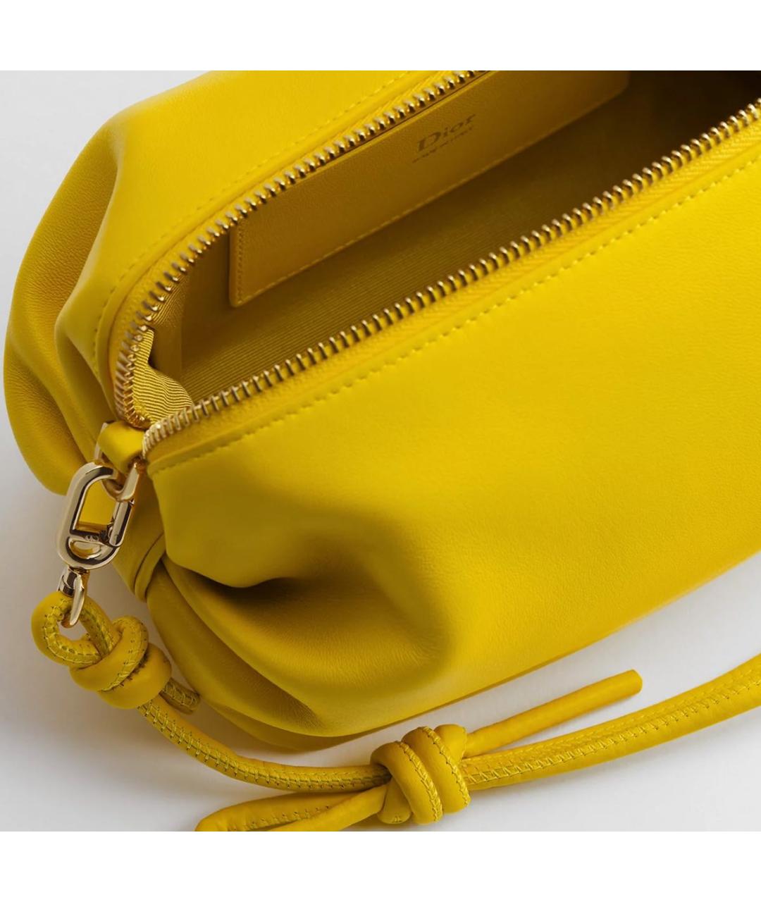 CHRISTIAN DIOR Желтая кожаная сумка с короткими ручками, фото 3
