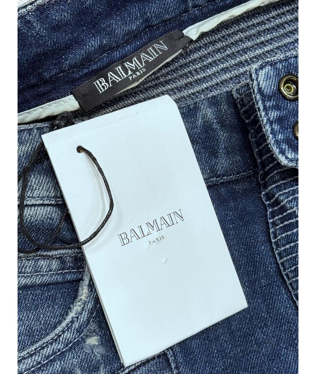 BALMAIN Синие хлопко-эластановые джинсы слим, фото 3