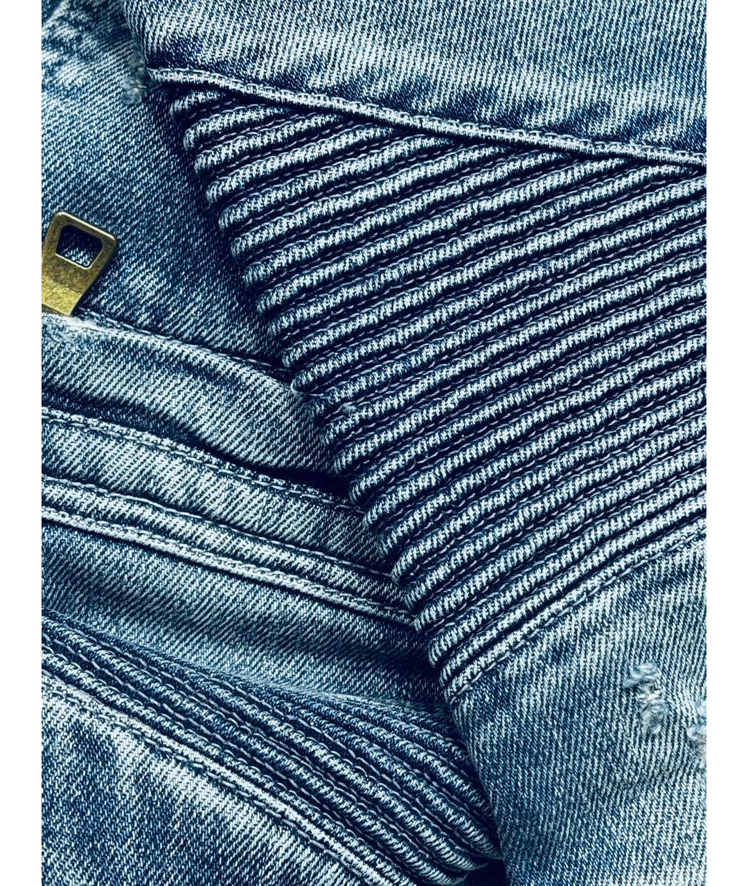 BALMAIN Синие хлопко-эластановые джинсы слим, фото 8