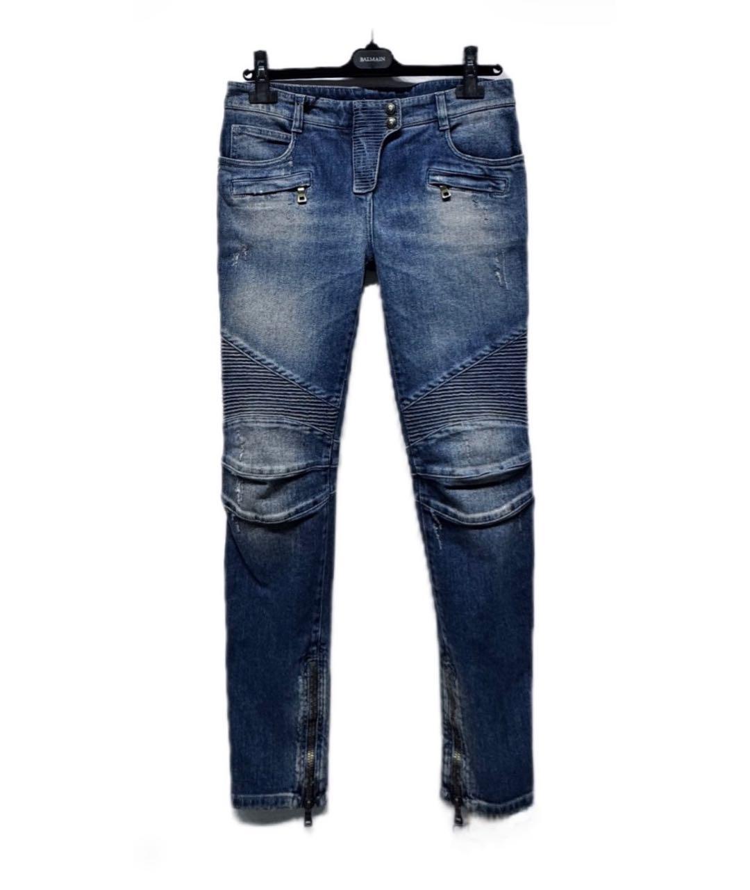 BALMAIN Синие хлопко-эластановые джинсы слим, фото 9