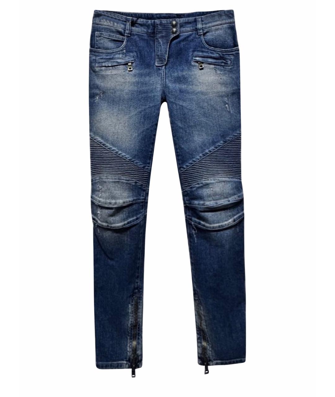 BALMAIN Синие хлопко-эластановые джинсы слим, фото 1