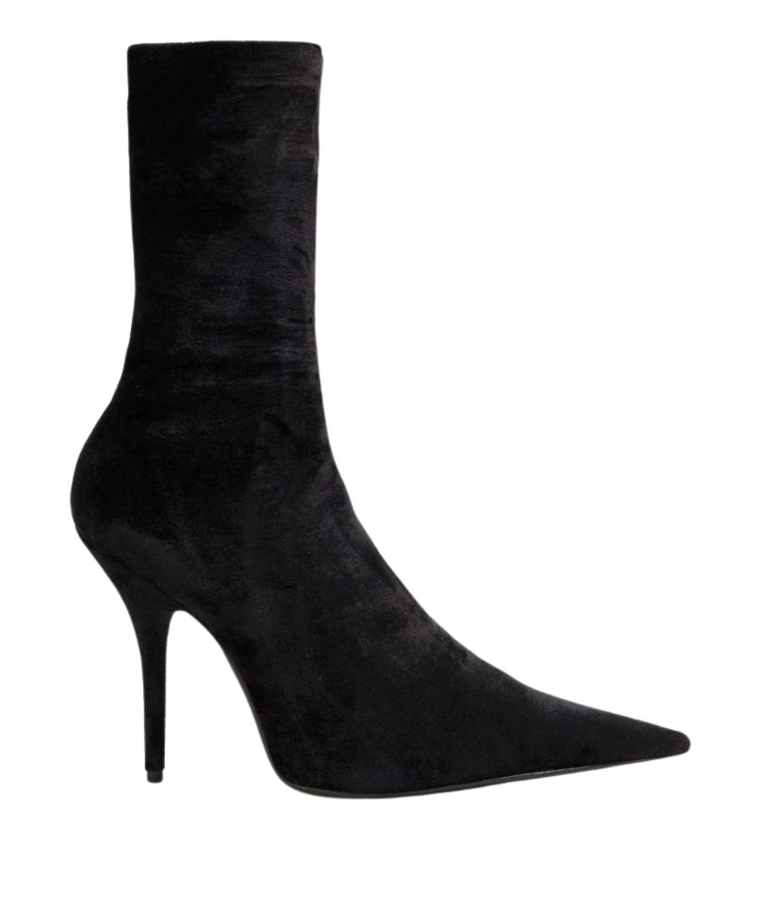 BALENCIAGA Черные бархатные ботильоны, фото 1