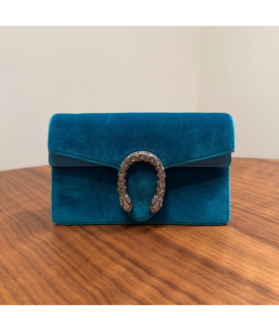 GUCCI Бирюзовая бархатная сумка через плечо, фото 8