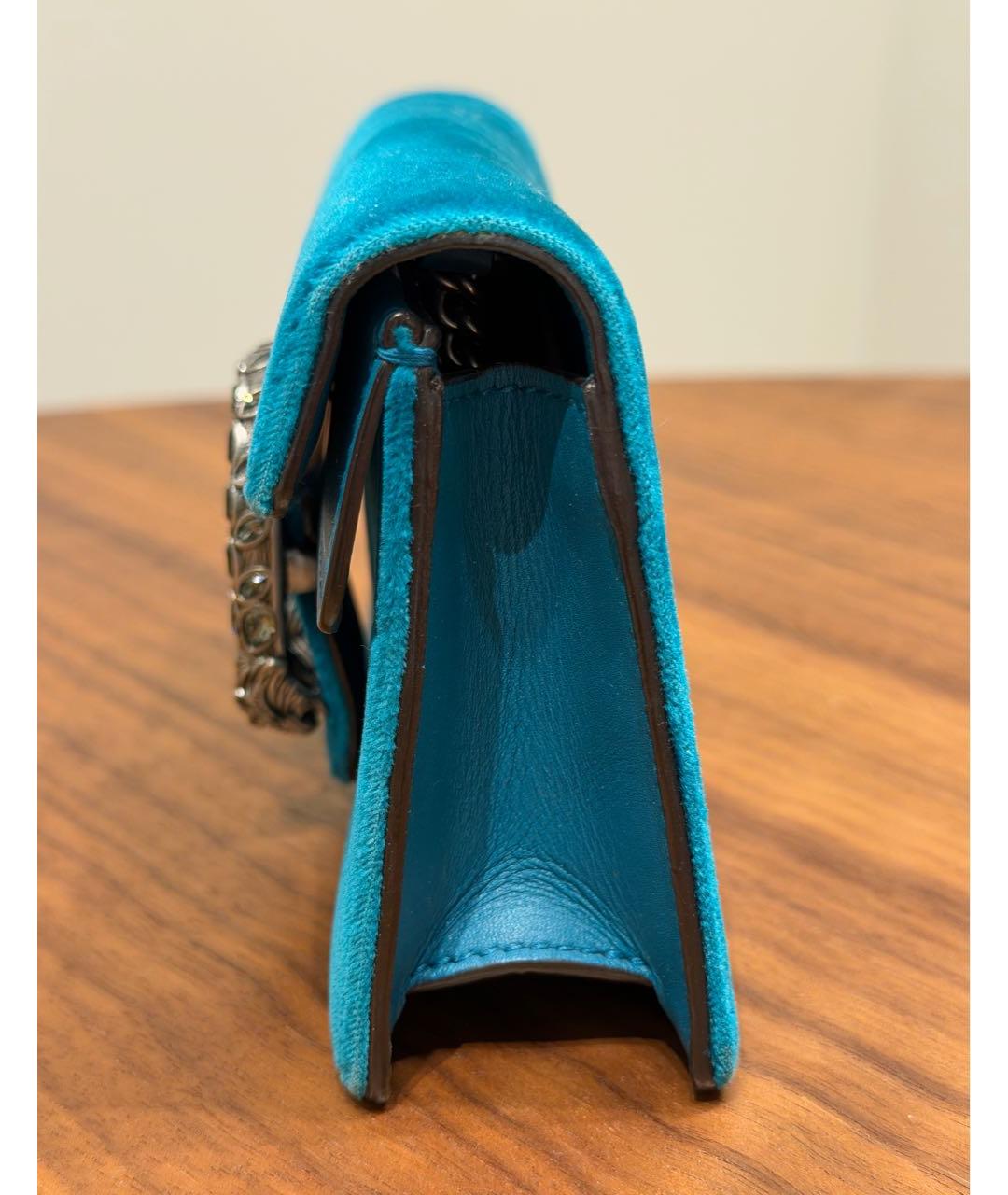 GUCCI Бирюзовая бархатная сумка через плечо, фото 3