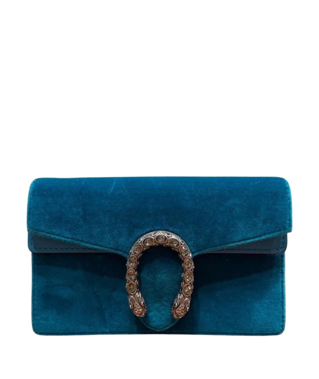 GUCCI Бирюзовая бархатная сумка через плечо, фото 1
