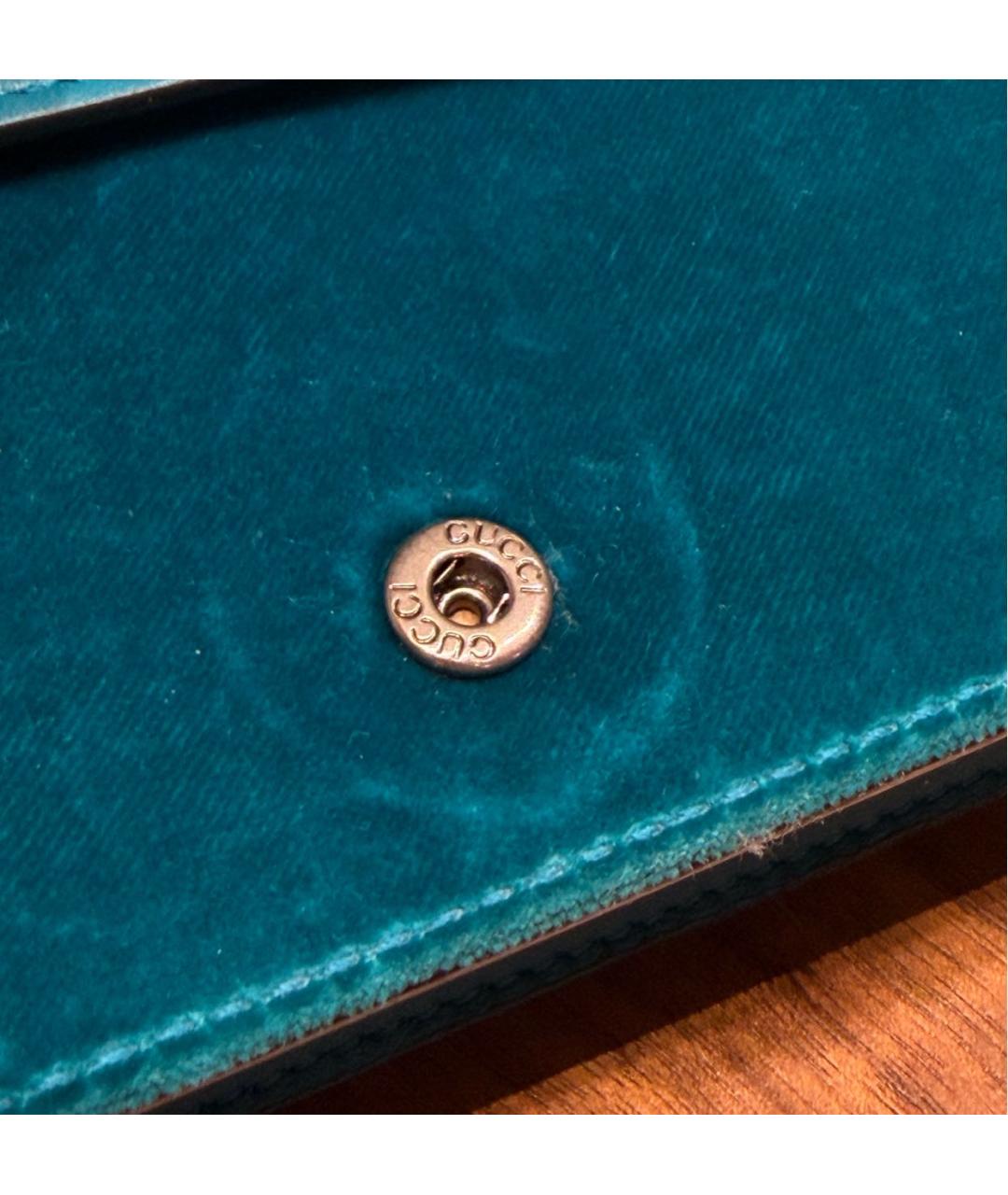 GUCCI Бирюзовая бархатная сумка через плечо, фото 7