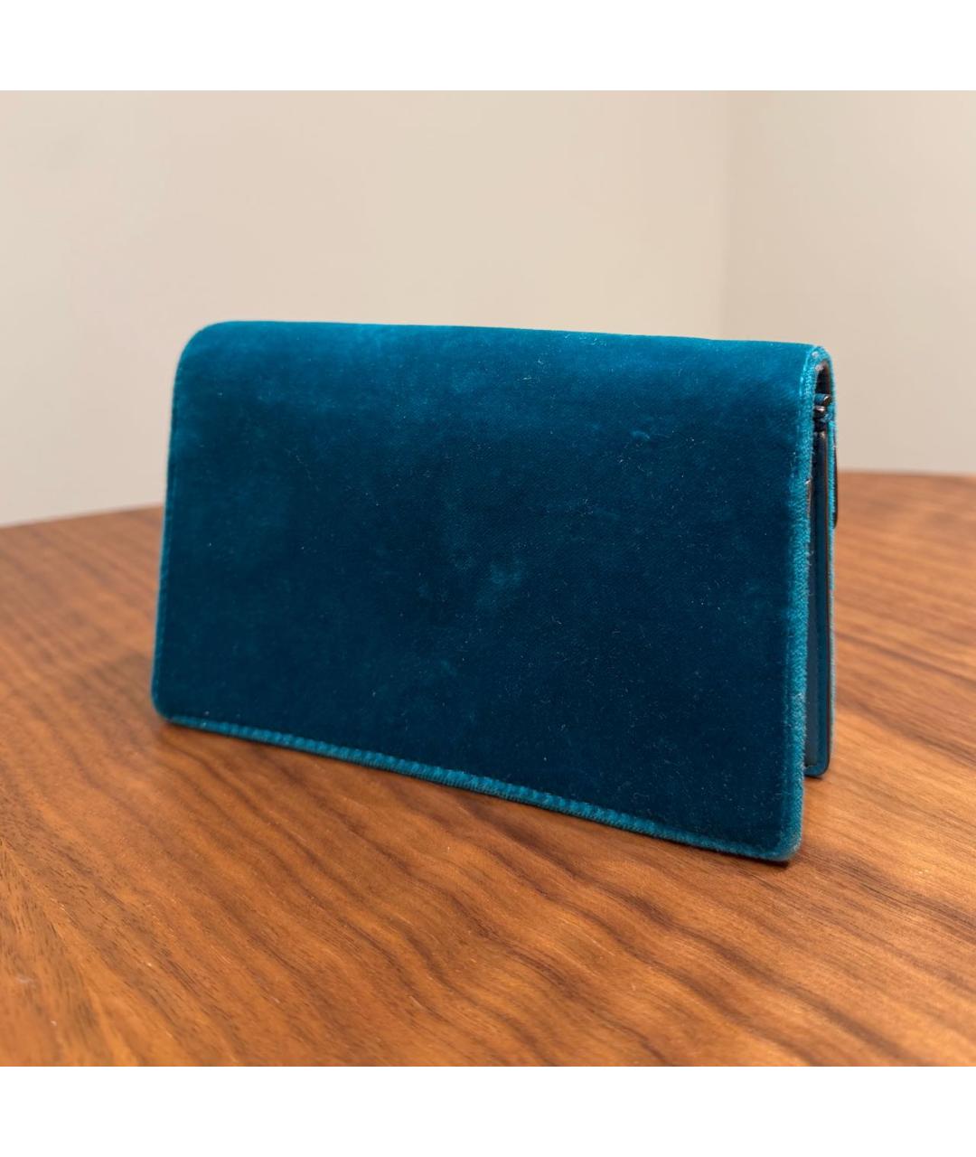 GUCCI Бирюзовая бархатная сумка через плечо, фото 2