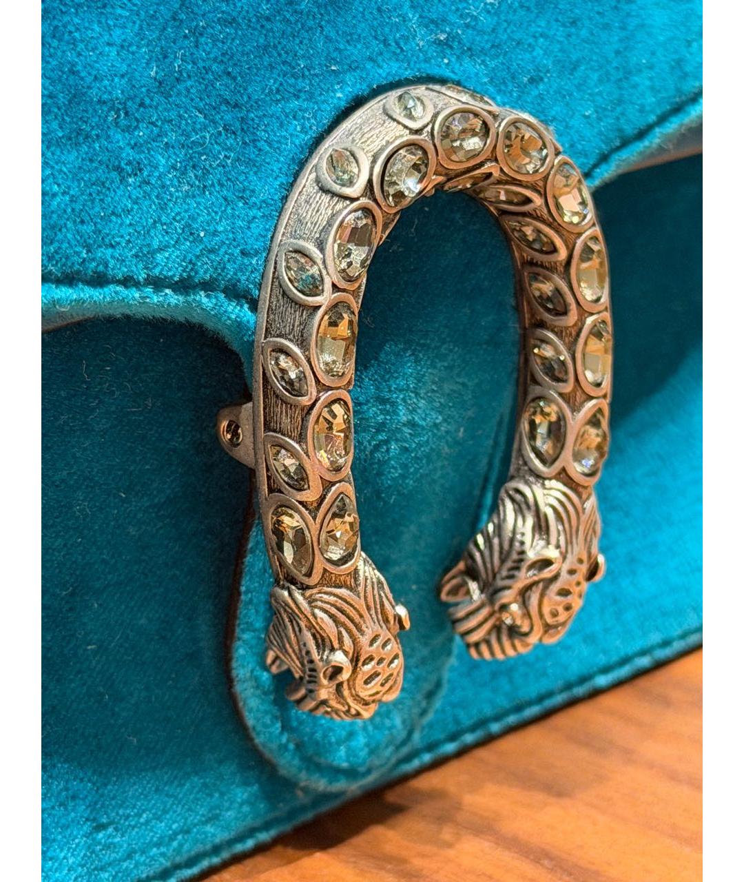 GUCCI Бирюзовая бархатная сумка через плечо, фото 4