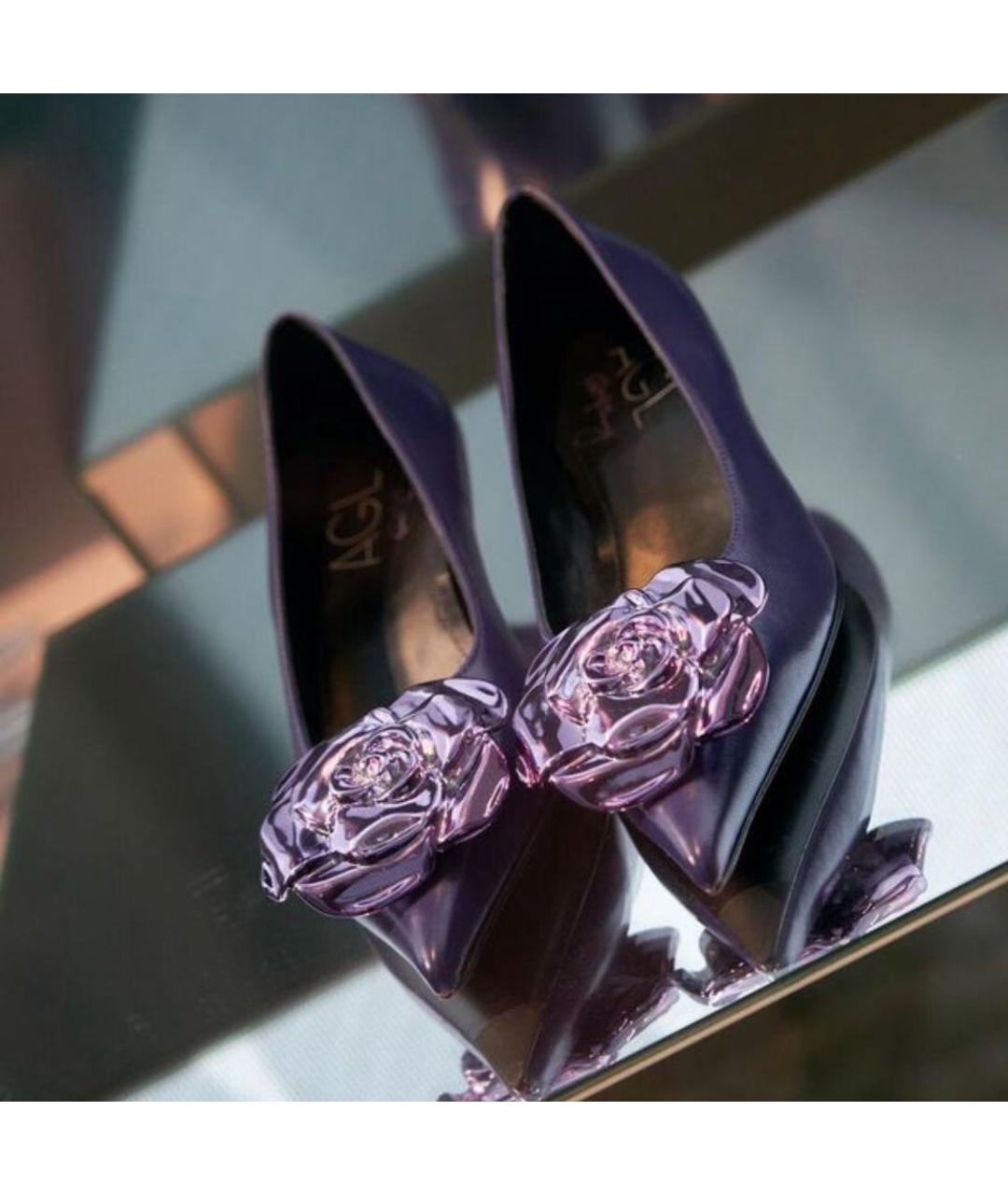 AGL Фиолетовые кожаные туфли, фото 2