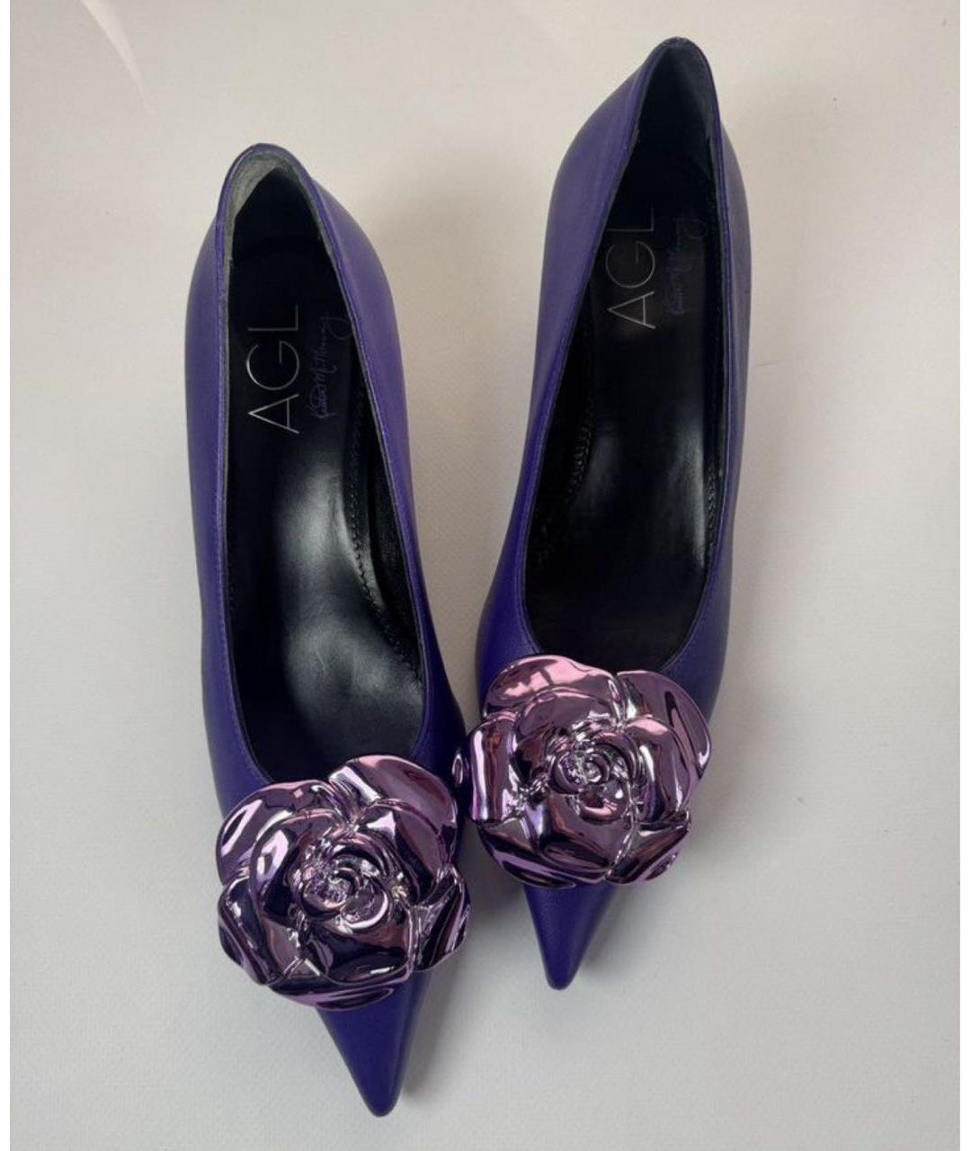 AGL Фиолетовые кожаные туфли, фото 3