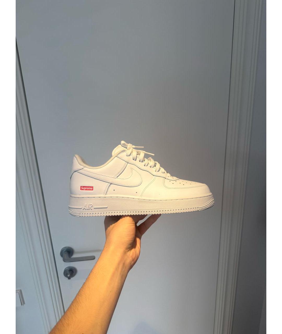 SUPREME Белые низкие кроссовки / кеды из искусственной кожи, фото 6