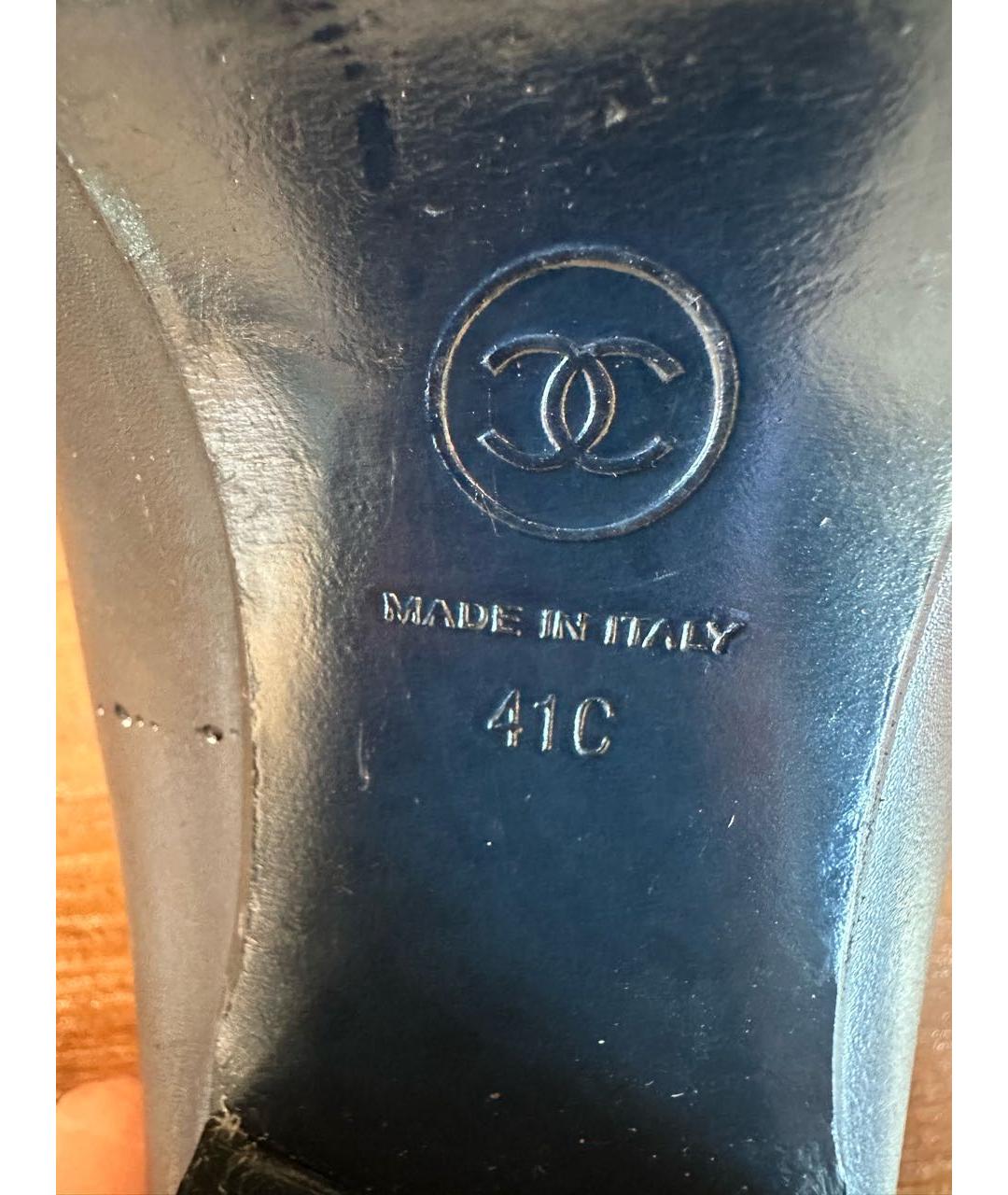 CHANEL Темно-синие кожаные туфли, фото 6