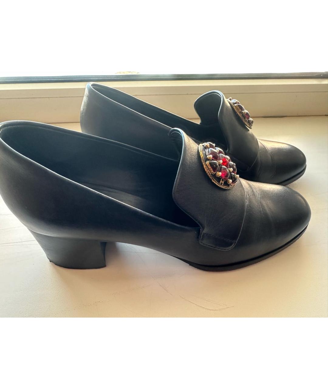 CHANEL Темно-синие кожаные туфли, фото 5