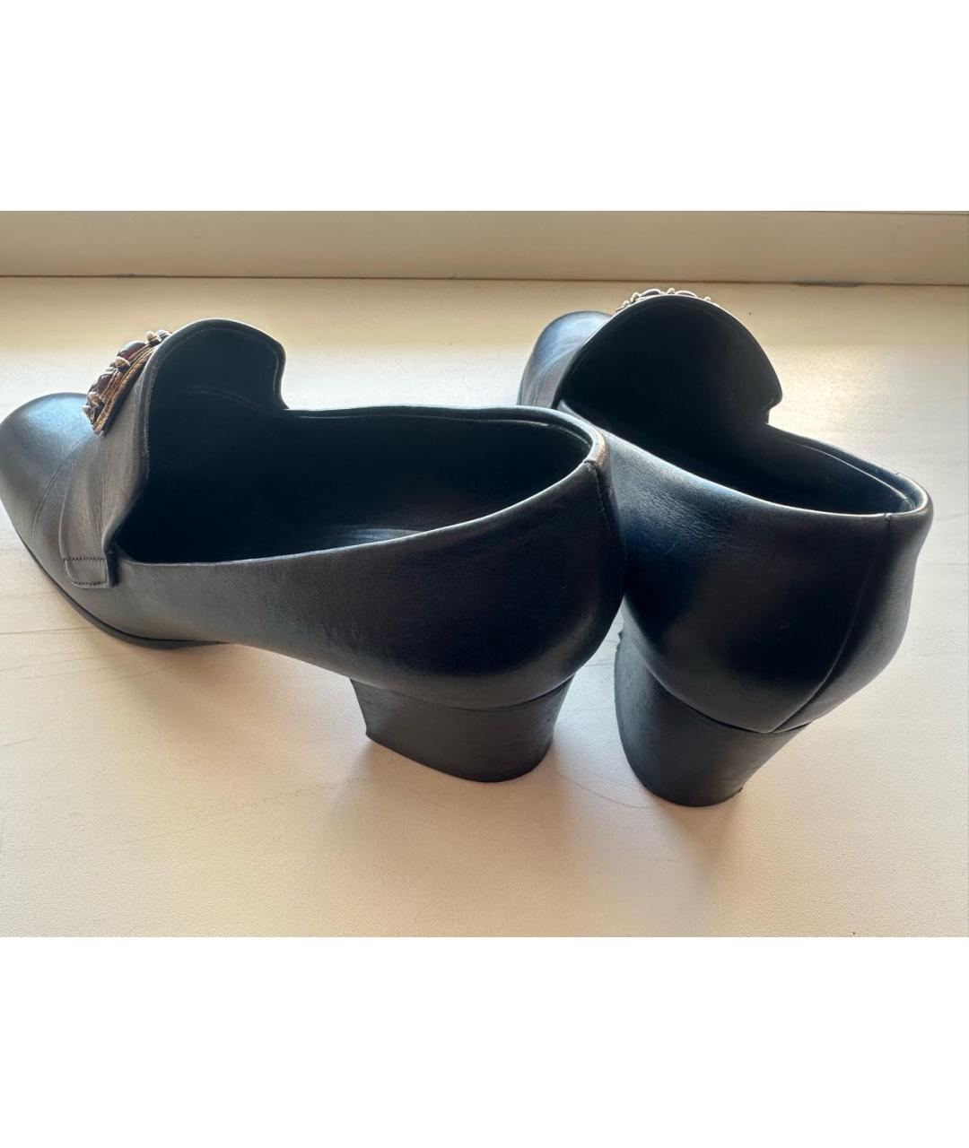 CHANEL Темно-синие кожаные туфли, фото 4