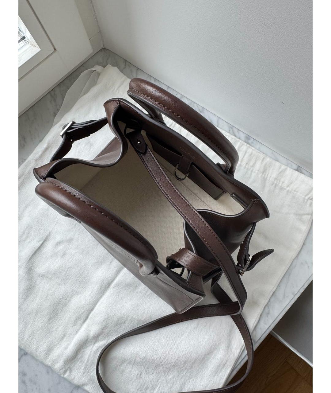 THE ROW Коричневая кожаная сумка с короткими ручками, фото 5